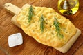 Focaccia with rosemary, olive oil and coarse salt