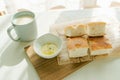 Focaccia for breakfast Royalty Free Stock Photo