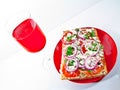 Focassia pizza and glas of red wine