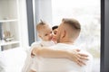 Happy family having spare time on bed at home Royalty Free Stock Photo