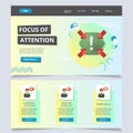 Focus of attention flat landing page website template. Sustained attention, selective attention, inner dialog. Web