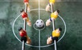 focus ball in start soccer table game. Boy toy sport game concept. Royalty Free Stock Photo