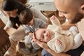 focus on bearded father holding his Royalty Free Stock Photo