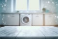 Focus in blur laundry and washing machine background. Royalty Free Stock Photo