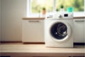 Focus in blur laundry and washing machine background. Royalty Free Stock Photo