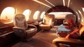 focus blurred private jet interior Royalty Free Stock Photo