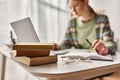 focus on books on desk, teenage