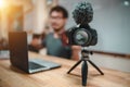 Focus camera gear of content creator for blogger