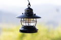 Focus at camping lantern with blurred background