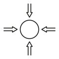 Focus circle icon. Four 4 arrow Vector. Convergence point target. Inward direction element. Royalty Free Stock Photo