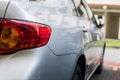 Focus closeup of Car rear light silver grey color Royalty Free Stock Photo