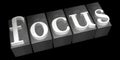 Focus concept - silver letterpress - 3D illustration