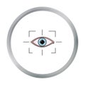 Focus of eye in the virtual reality icon in cartoon style isolated on white background. Royalty Free Stock Photo