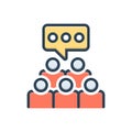 Color illustration icon for Focus Group, cooperation and employee