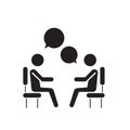 Focus group research black vector concept icon. Focus group research flat illustration, sign