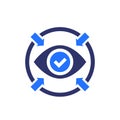 Focus icon with eye, vector