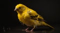 focus image of Canary wet with water