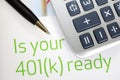 Focus on the investment in the 401K plan Royalty Free Stock Photo