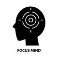 focus mind icon, black vector sign with editable strokes, concept illustration Royalty Free Stock Photo