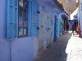 Focus on moroccan street in Chefchaouen city in Morocco