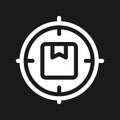 Focus on parcel dark mode glyph ui icon Royalty Free Stock Photo