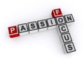 Focus passion word block on white