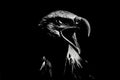 The head of a bald eagle in black and white with high contrast. Royalty Free Stock Photo