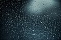 Focus on raindrops on glass at night. Generative AI Royalty Free Stock Photo