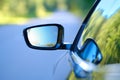 Focus on rear view mirror of a car Royalty Free Stock Photo