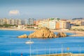 Sa Palomera rock and beach of Blanes city in Spain Royalty Free Stock Photo