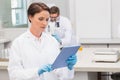 Focus scientist using tablet pc Royalty Free Stock Photo