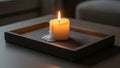 With the focus on the simplicity and warmth of the candleligh Royalty Free Stock Photo