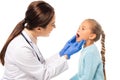 Focus of smiling pediatrician in latex