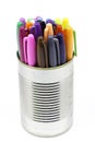 A can of colored pens Royalty Free Stock Photo