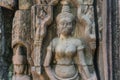 Focus of Stone murals and sculptures in Angkor wat Royalty Free Stock Photo