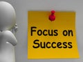 Focus On Success Note Shows Achieving Goals