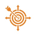 Focus, target, aim icon. Orange vector sketch