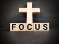 Focus text background. Religion concept. Stock photo.