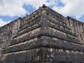 Focus on tomb of the High Priest pyramid at Chichen Itza mayan town at Mexico