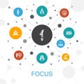 Focus trendy web concept with icons