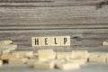 Help Word Written In Wooden Cubewood box concept work Royalty Free Stock Photo