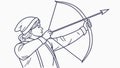 Focused Archer Aiming with Bow and Arrow, vector design Generative AI Royalty Free Stock Photo