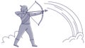 Focused Archer Aiming at Target, Precision Sports Archery Competition, vector design Generative AI Royalty Free Stock Photo