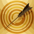 Focused Arrow Hitting Bullseye Target Royalty Free Stock Photo