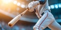 Focused Baseball Batter Ready to Swing with Intense Concentration and Power in Dramatic Lighting Royalty Free Stock Photo