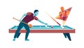Focused Billiards Player: Precise Shot on the Pool Table, vector design Generative AI Royalty Free Stock Photo