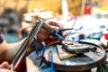 Focused brazing in progress at jewelry workshop Royalty Free Stock Photo