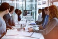 Focused business people looking at screen during video conference Royalty Free Stock Photo