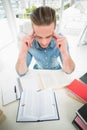 Focused businessman studying at his desk