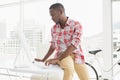 Focused casual businessman using computer Royalty Free Stock Photo